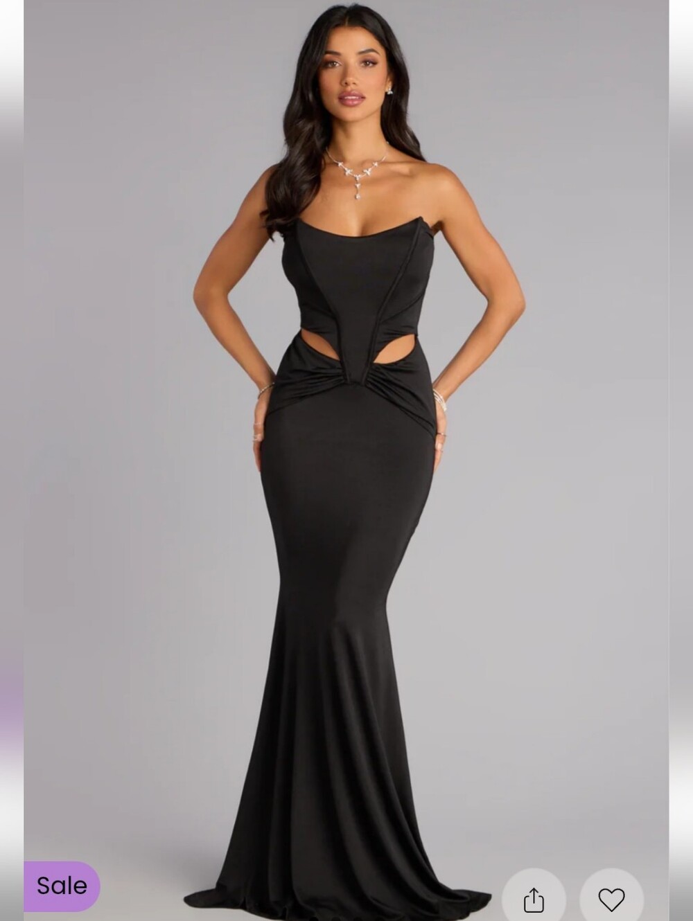 Black Strapless Cutout Mermaid Evening Dress